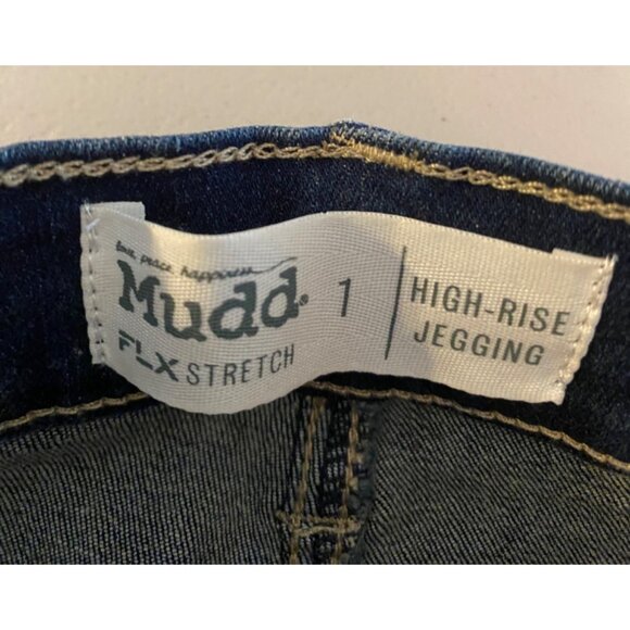 Mudd Jeans Pants Womens High-Rise Distressed Jegging Dark Denim Size 1 - Picture 3 of 10